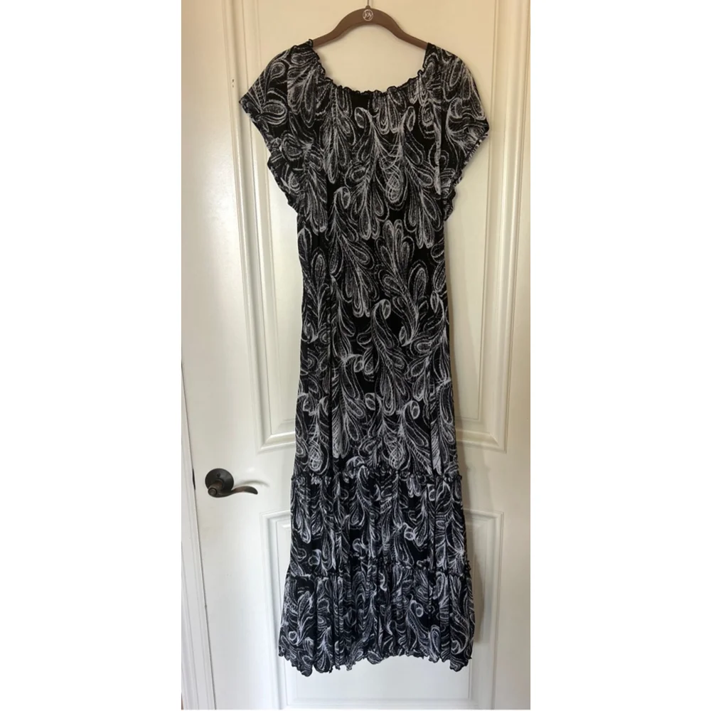 Women's Style & Co. Black & White Floral Maxi Dress XL - Picture 4 of 6